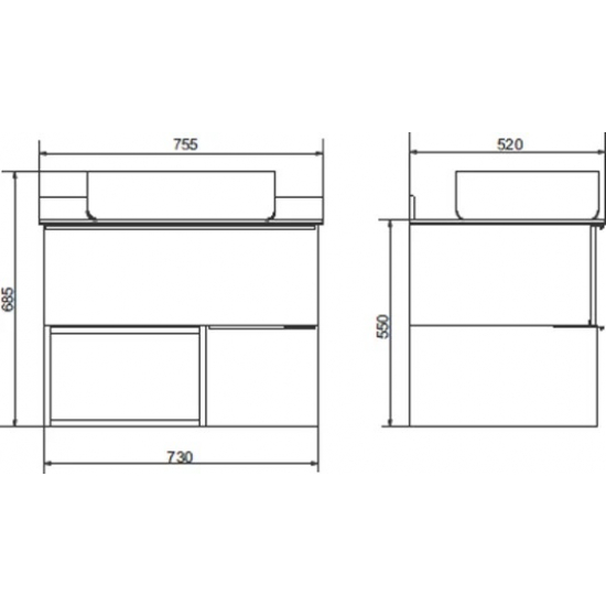 Тумба с раковиной COMFORTY Штутгарт 75 подвесная, дуб тёмно-коричневый