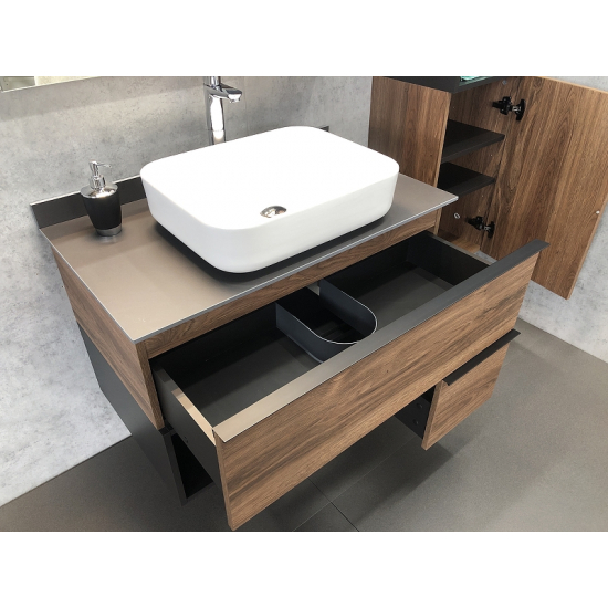 Тумба с раковиной COMFORTY Штутгарт 90 подвесная, дуб тёмно-коричневый