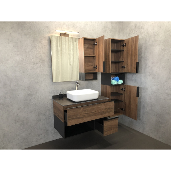 Тумба с раковиной COMFORTY Штутгарт 90 подвесная, дуб тёмно-коричневый