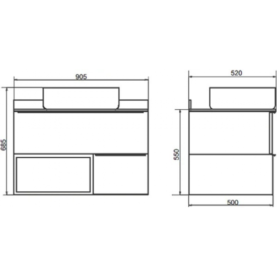 Тумба с раковиной COMFORTY Штутгарт 90 подвесная, дуб тёмно-коричневый