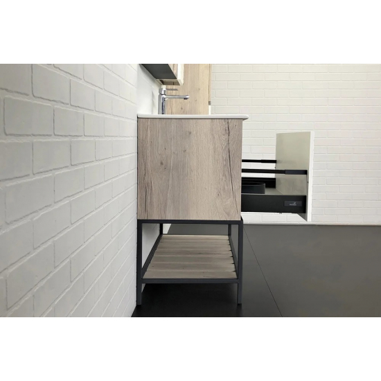 Тумба с раковиной COMFORTY Страсбург 90 белая, дуб дымчатый