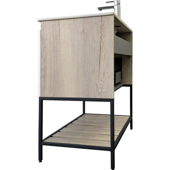 Тумба с раковиной COMFORTY Страсбург 90 белая, дуб дымчатый