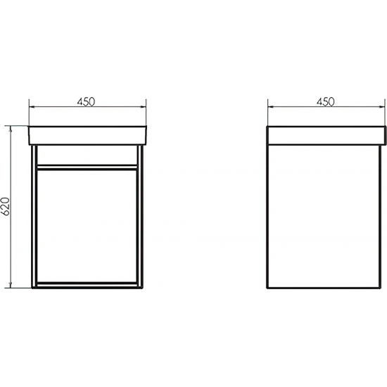 Тумба с раковиной COMFORTY Вена 45 подвесная, дуб дымчатый