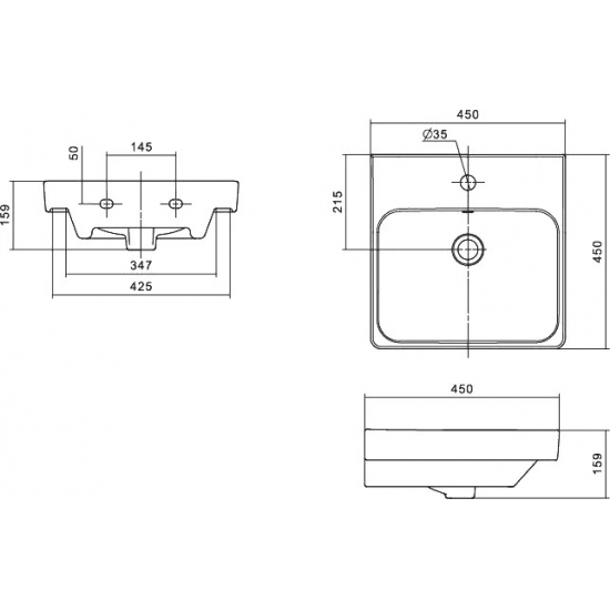 Тумба с раковиной COMFORTY Вена 45 подвесная, дуб дымчатый