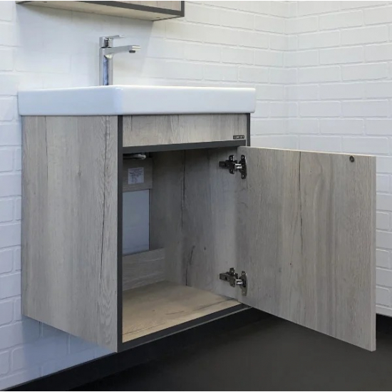 Тумба с раковиной COMFORTY Вена 55 подвесная, дуб дымчатый