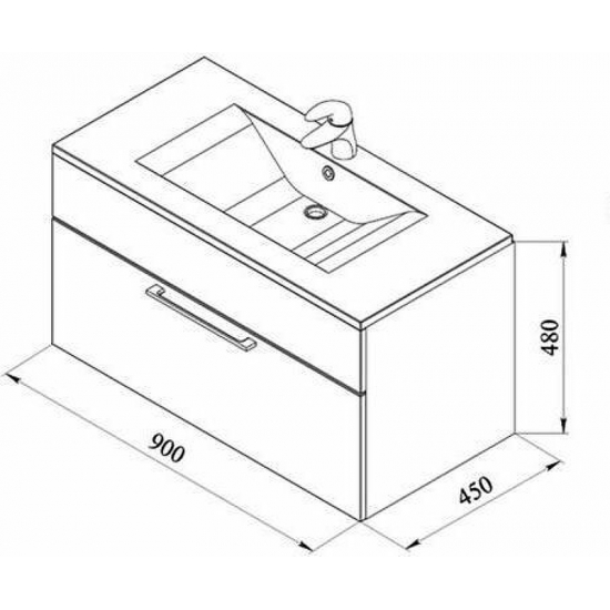 Тумба с раковиной DE AQUA Кубика 90 подвесная