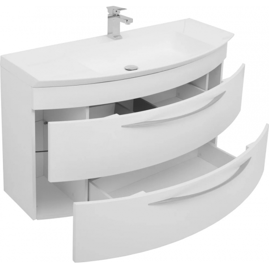 Тумба с раковиной DE AQUA Лонг 120 подвесная, белая