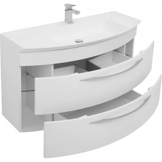 Тумба с раковиной DE AQUA Лонг 120 подвесная, белая