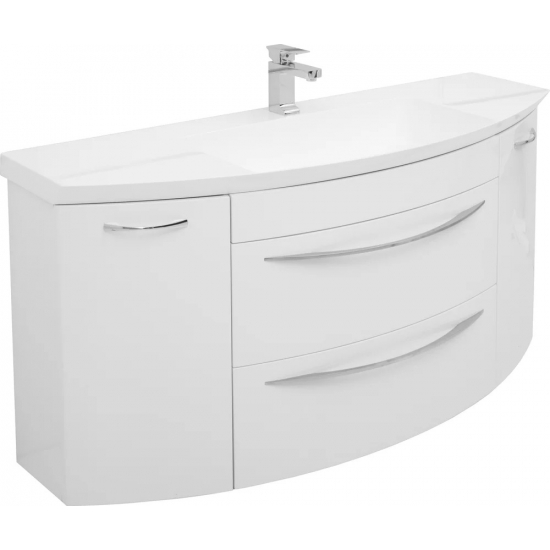 Тумба с раковиной DE AQUA Лонг 140 подвесная, белая