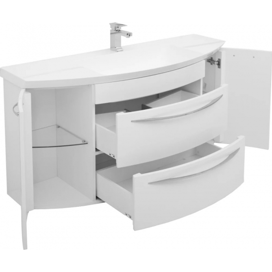 Тумба с раковиной DE AQUA Лонг 140 подвесная, белая