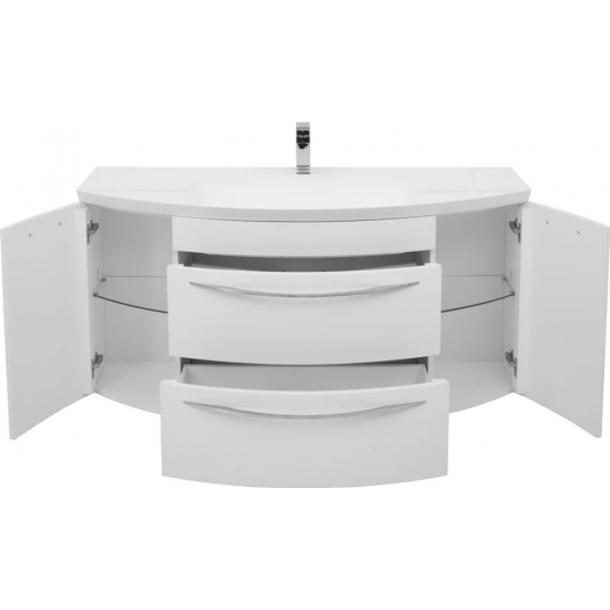 Тумба с раковиной DE AQUA Лонг 140 подвесная, белая