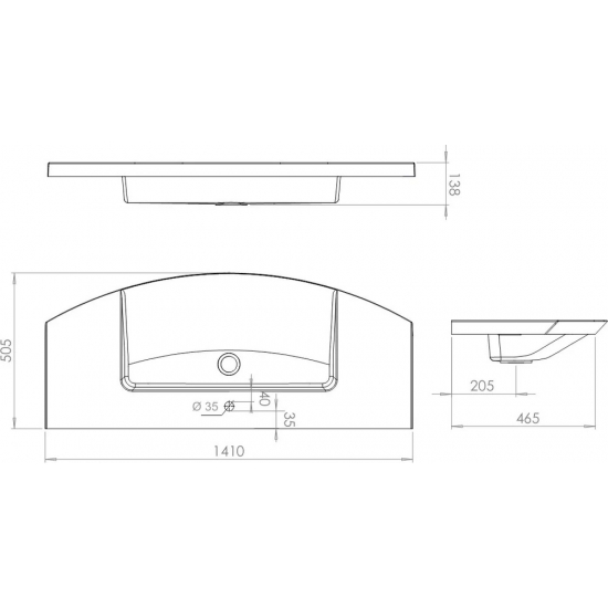 Тумба с раковиной DE AQUA Лонг 140 подвесная, белая