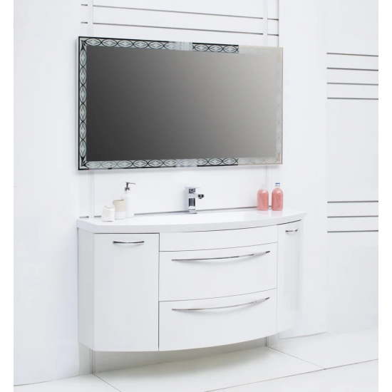 Тумба с раковиной DE AQUA Лонг 140 подвесная, белая