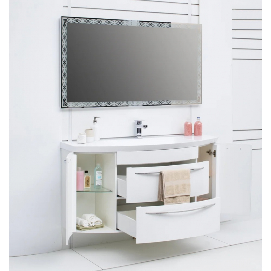 Тумба с раковиной DE AQUA Лонг 140 подвесная, белая