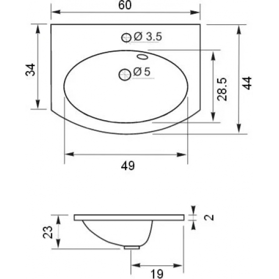 Тумба с раковиной DE AQUA Токката 60 подвесная, белый