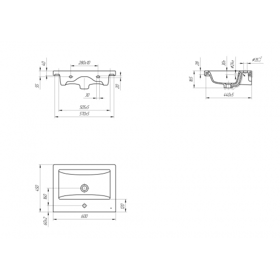 Тумба с раковиной EVA GOLD Olsen 60 раковина Como-60