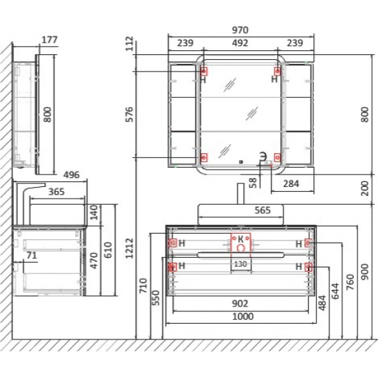 Тумба с раковиной JORNO Bosko 100, подвесная