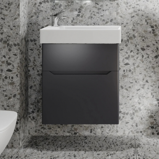Тумба с раковиной JORNO Folk 55 подвесная, антрацит