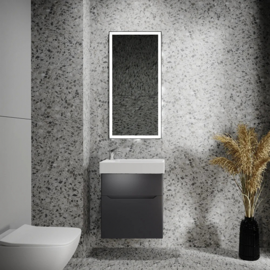 Тумба с раковиной JORNO Folk 55 подвесная, антрацит