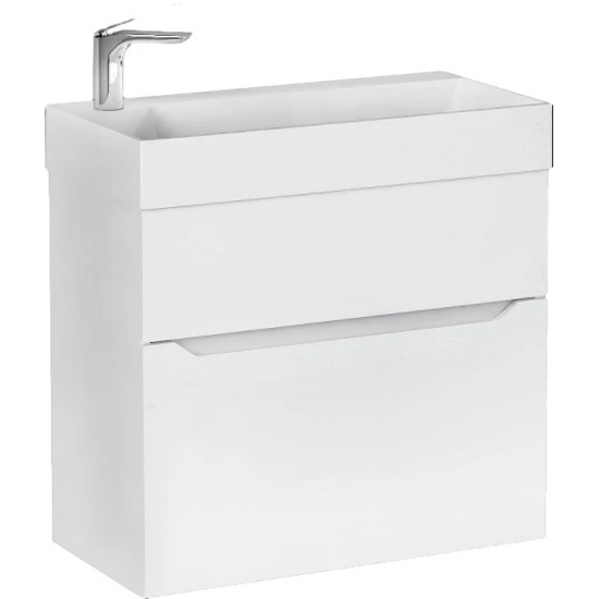 Тумба с раковиной JORNO Folk 65 подвесная, белая + Раковина Raval Slim Synergy 65