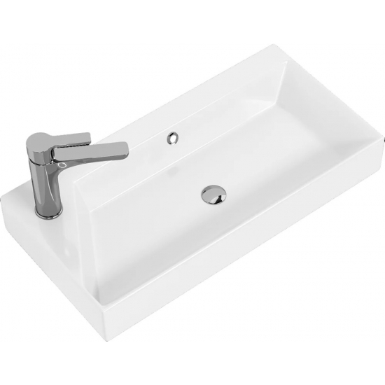 Тумба с раковиной JORNO Folk 65 подвесная, белая + Раковина Raval Slim Synergy 65