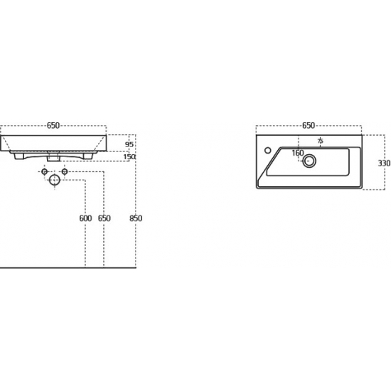 Тумба с раковиной JORNO Folk 65 подвесная, белая + Раковина Raval Slim Synergy 65
