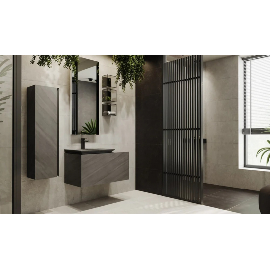 Тумба с раковиной JORNO Incline 90, с подсветкой, подвесная, бетон