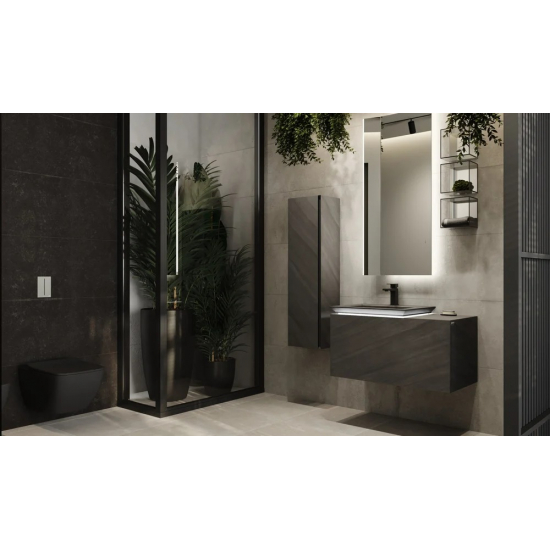 Тумба с раковиной JORNO Incline 90, с подсветкой, подвесная, бетон