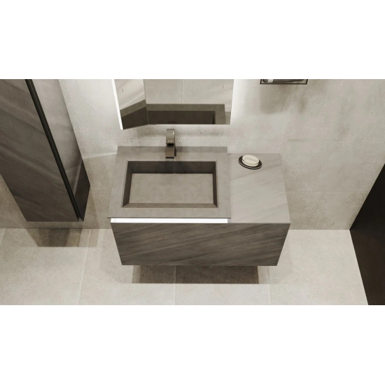 Тумба с раковиной JORNO Incline 90, с подсветкой, подвесная, бетон