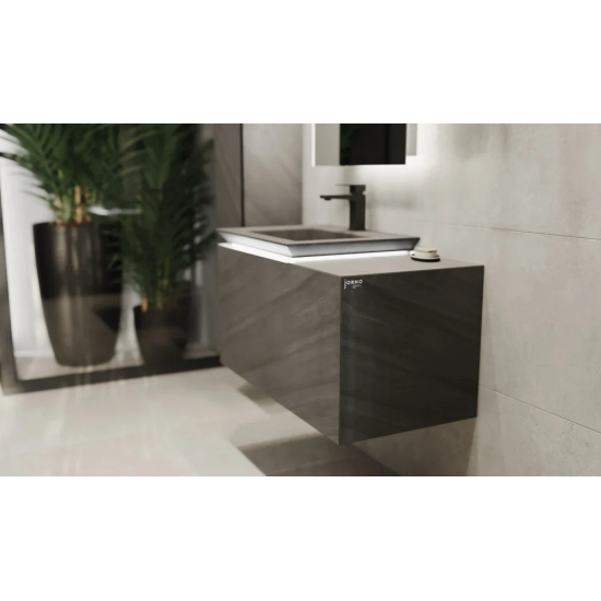 Тумба с раковиной JORNO Incline 90, с подсветкой, подвесная, бетон