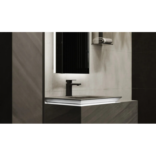 Тумба с раковиной JORNO Incline 90, с подсветкой, подвесная, бетон