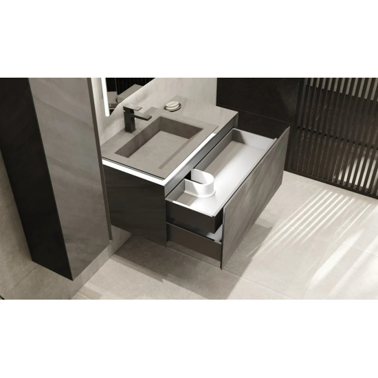 Тумба с раковиной JORNO Incline 90, с подсветкой, подвесная, бетон