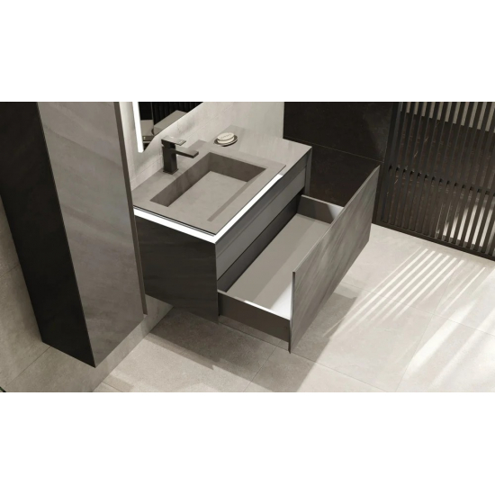 Тумба с раковиной JORNO Incline 90, с подсветкой, подвесная, бетон