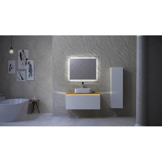 Тумба с раковиной JORNO Karat 100, с подсветкой, белая