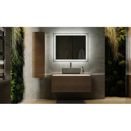 Тумба с раковиной JORNO Karat 100, с подсветкой, светлый бук