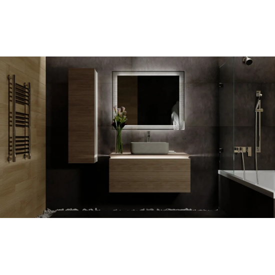 Тумба с раковиной JORNO Karat 100, с подсветкой, светлый бук