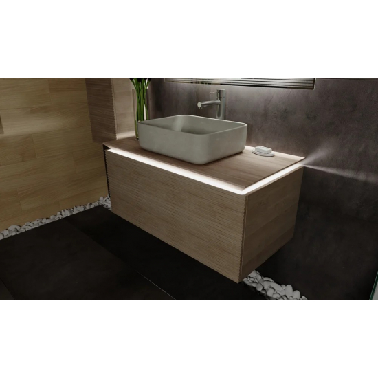 Тумба с раковиной JORNO Karat 100, с подсветкой, светлый бук
