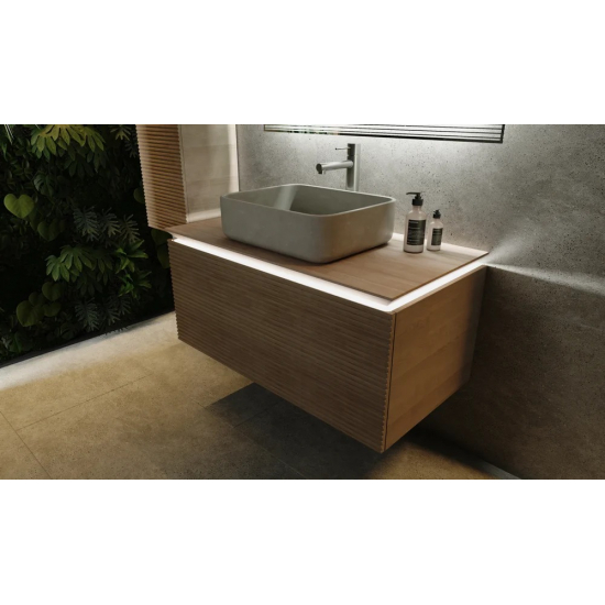 Тумба с раковиной JORNO Karat 100, с подсветкой, светлый бук