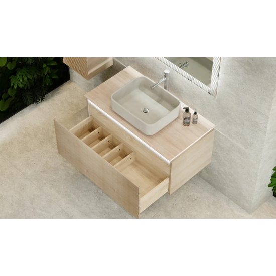 Тумба с раковиной JORNO Karat 100, с подсветкой, светлый бук