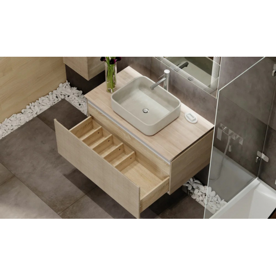 Тумба с раковиной JORNO Karat 100, с подсветкой, светлый бук