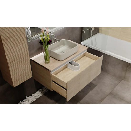 Тумба с раковиной JORNO Karat 100, с подсветкой, светлый бук