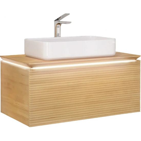 Тумба с раковиной JORNO Karat 100, с подсветкой, светлый бук