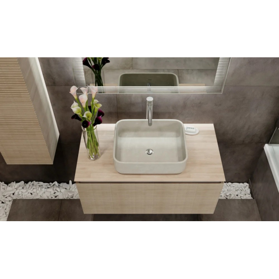 Тумба с раковиной JORNO Karat 100, с подсветкой, светлый бук