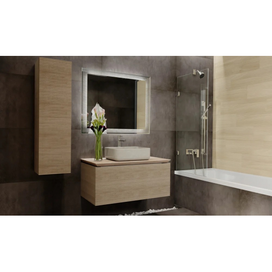 Тумба с раковиной JORNO Karat 100, с подсветкой, светлый бук