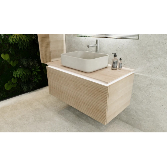 Тумба с раковиной JORNO Karat 100, с подсветкой, светлый бук