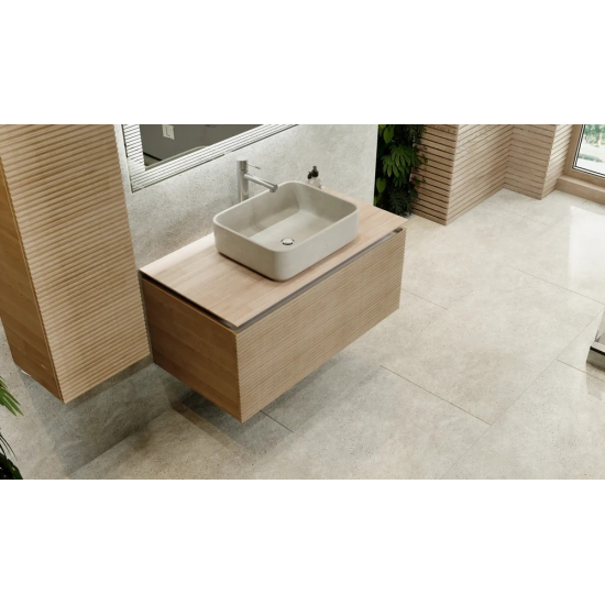Тумба с раковиной JORNO Karat 100, с подсветкой, светлый бук