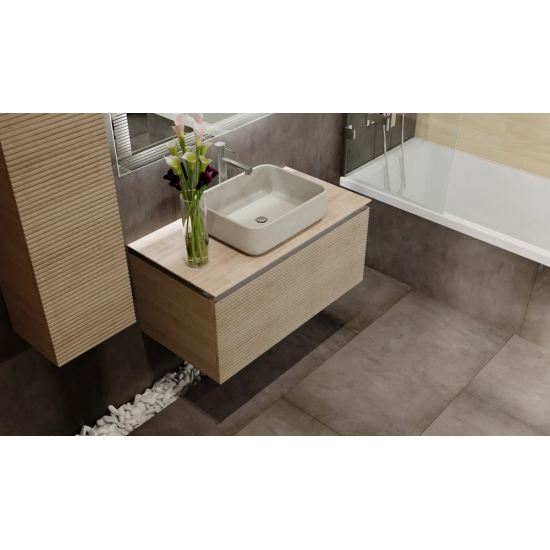 Тумба с раковиной JORNO Karat 100, с подсветкой, светлый бук