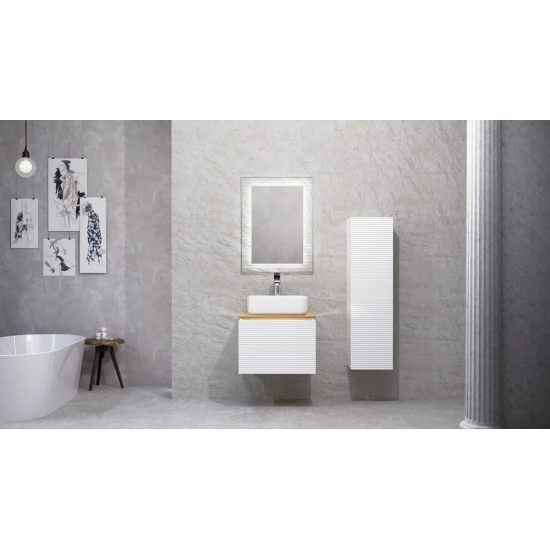 Тумба с раковиной JORNO Karat 60, с подсветкой, белая