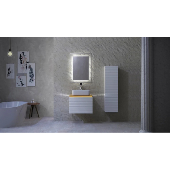 Тумба с раковиной JORNO Karat 60, с подсветкой, белая