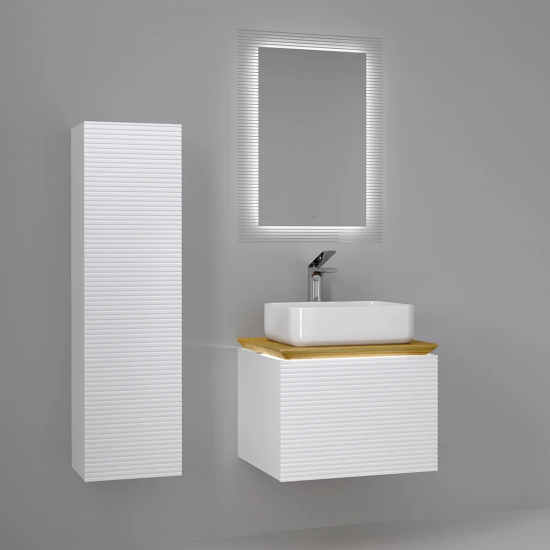 Тумба с раковиной JORNO Karat 60, с подсветкой, белая